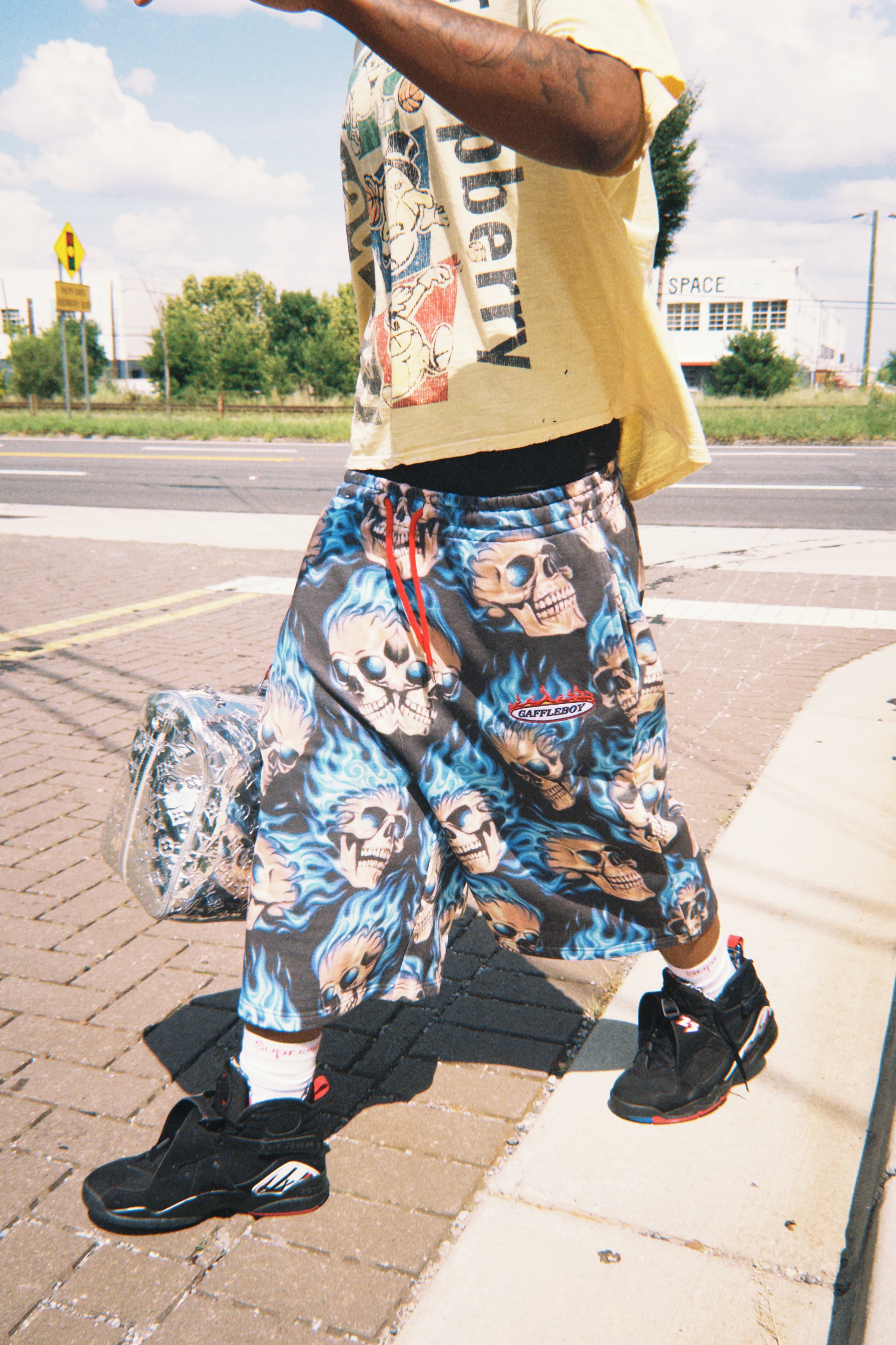 Flame 3/4 Shorts (Blue)